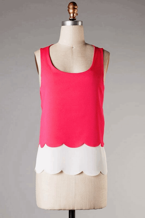 Scalloped Color Block Top